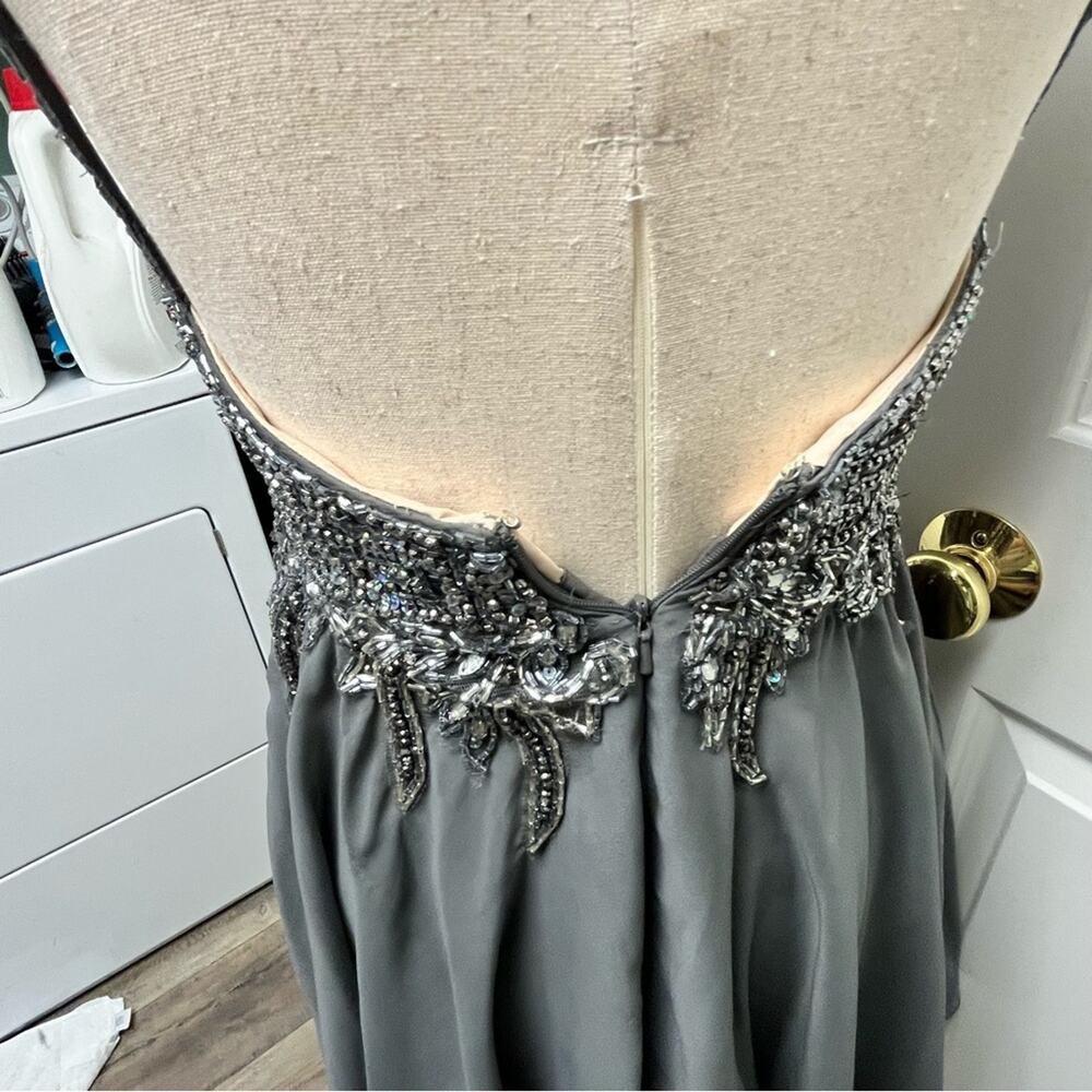Jovani Beaded Dress Silver Prom Homecoming Formal Backless High Neck Juniors 10 - Picture 8 of 10